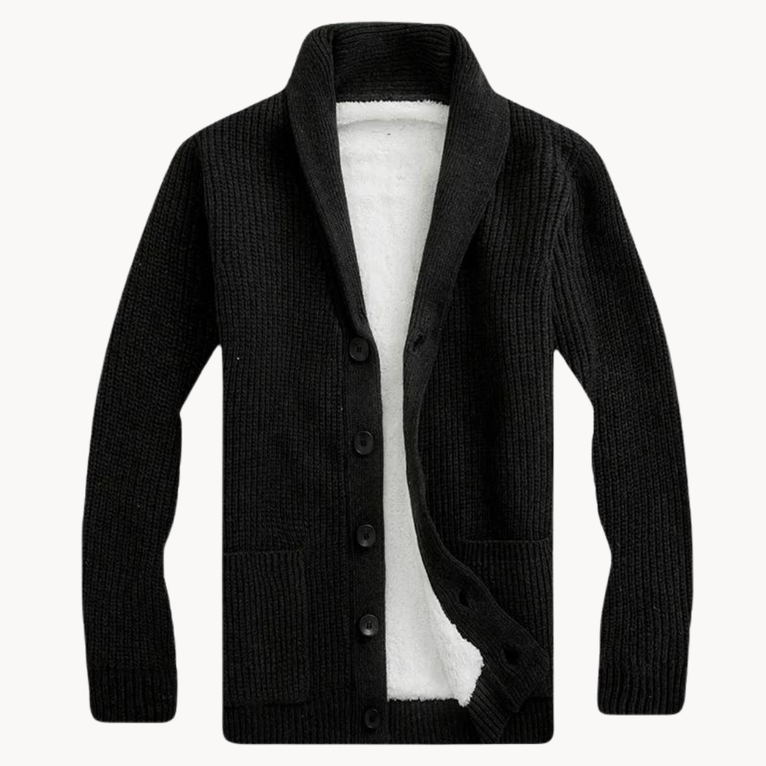 Cardigan - Fleece Blend Shawl Collar & Layered Warmth