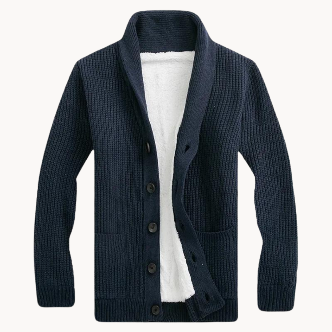 Cardigan - Fleece Blend Shawl Collar & Layered Warmth