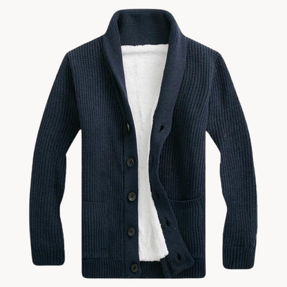 Cardigan - Fleece Blend Shawl Collar & Layered Warmth