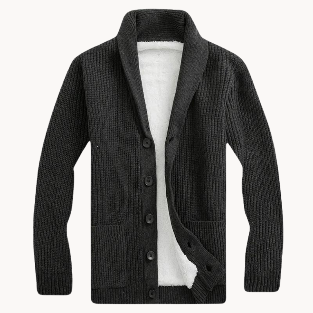 Cardigan - Fleece Blend Shawl Collar & Layered Warmth