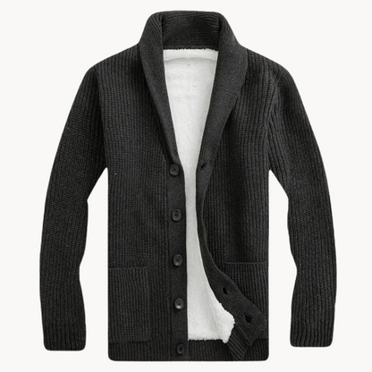 Cardigan - Fleece Blend Shawl Collar & Layered Warmth