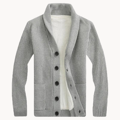 Cardigan - Fleece Blend Shawl Collar & Layered Warmth
