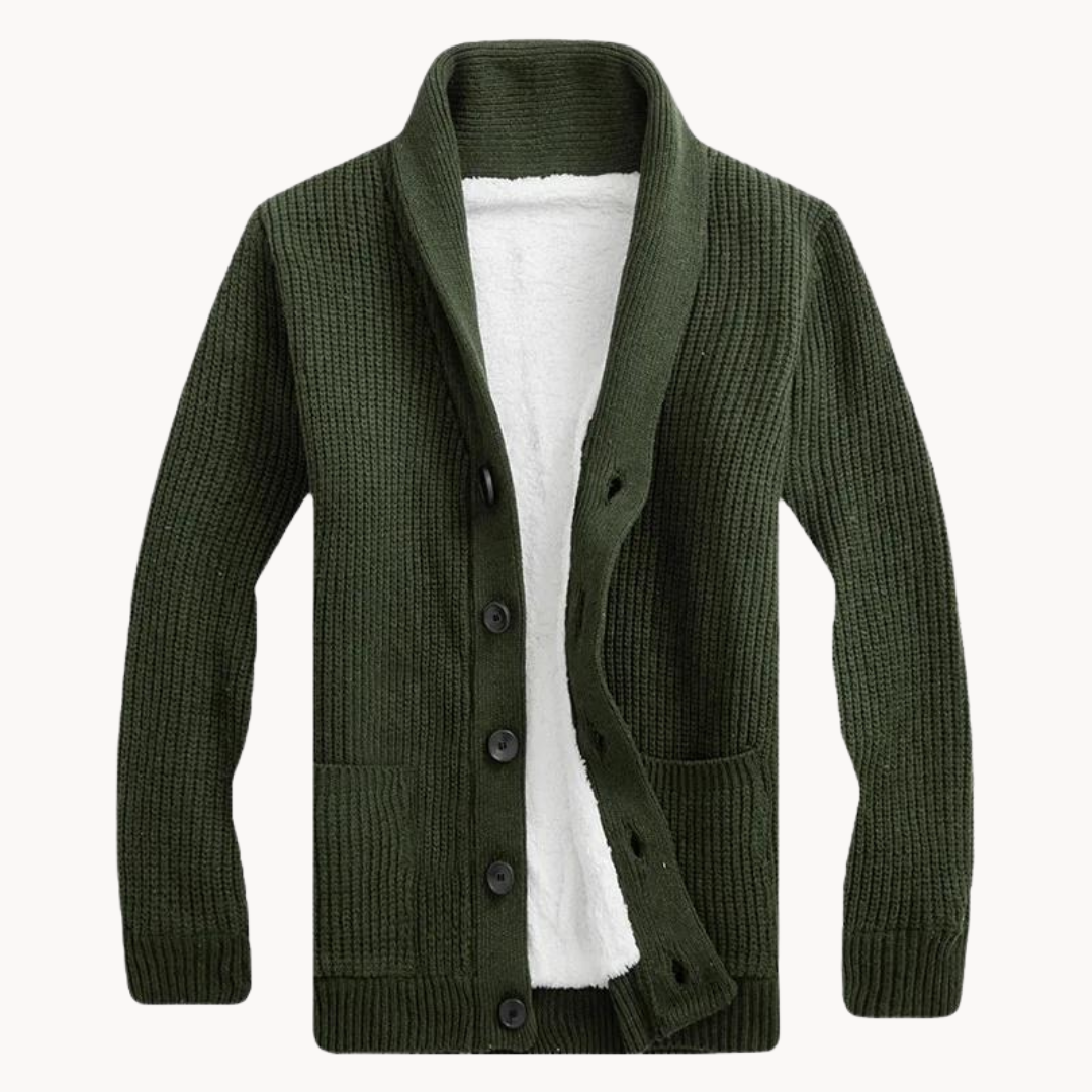 Cardigan - Fleece Blend Shawl Collar & Layered Warmth