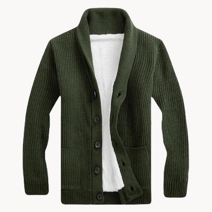 Cardigan - Fleece Blend Shawl Collar & Layered Warmth