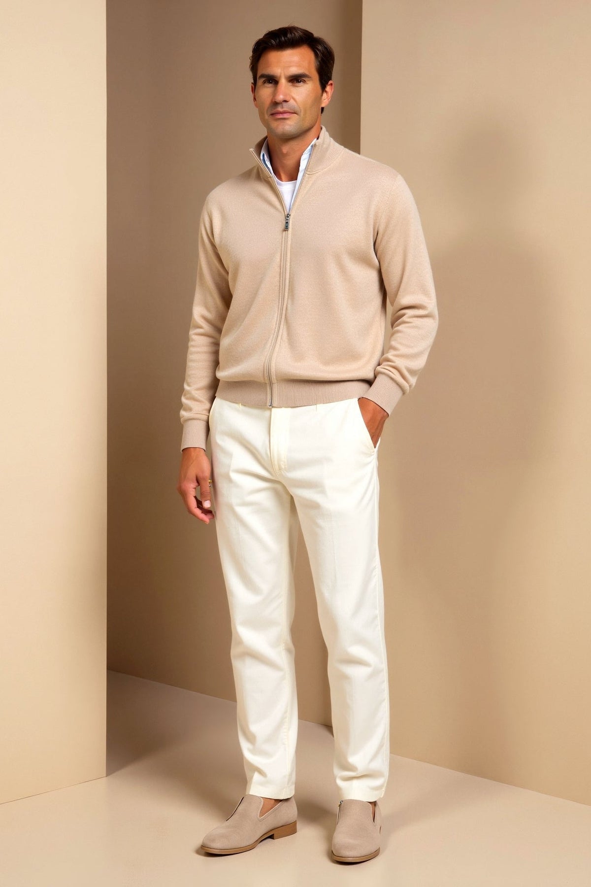 Cardigan - Knit Blend Slim Fit Shape And Smooth Layering