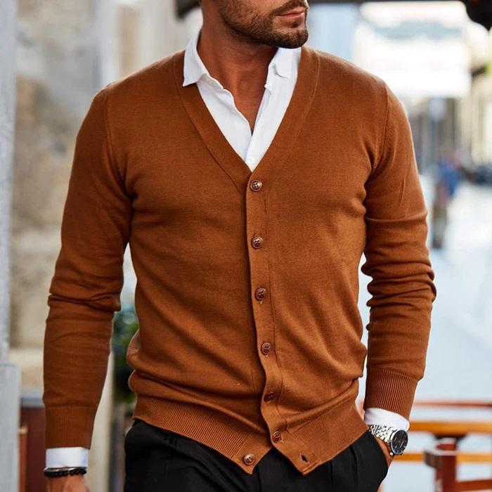 Cardigan - V Neck & Button Front And Easy Layering Fit