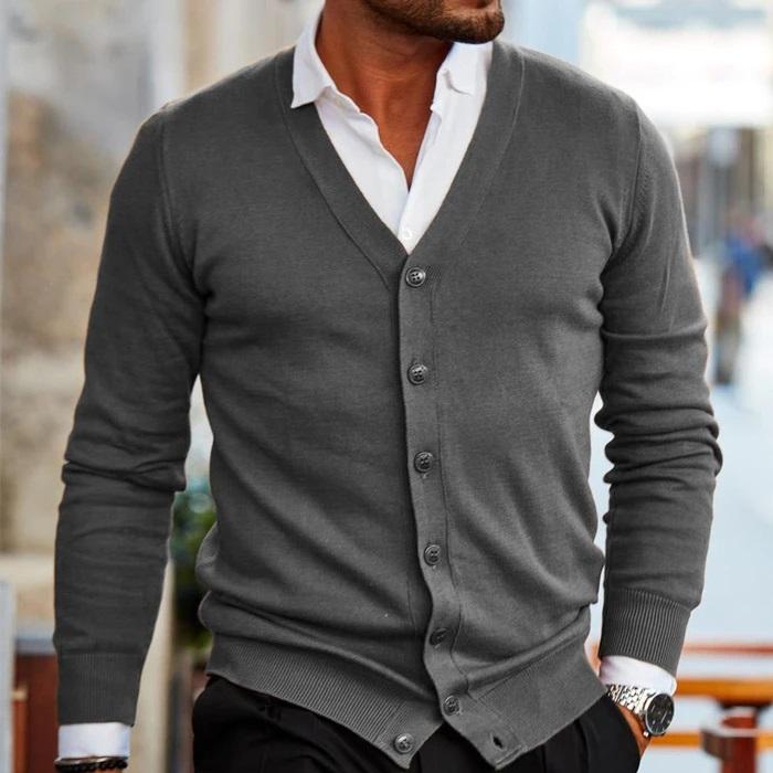 Cardigan - V Neck & Button Front And Easy Layering Fit