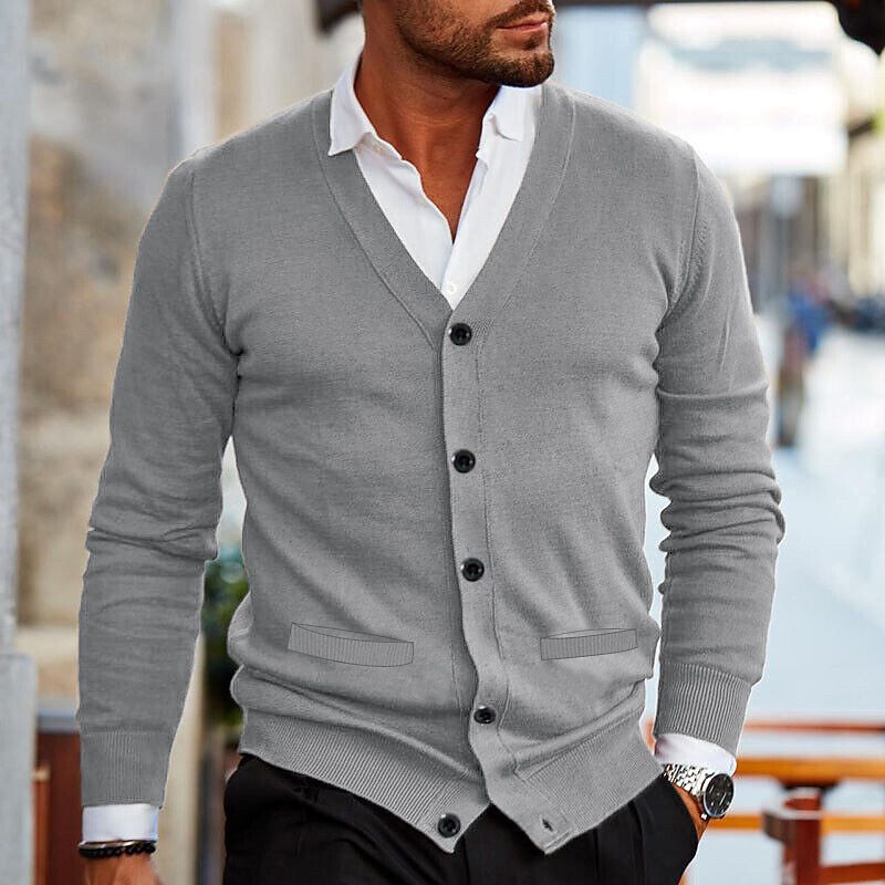 Cardigan - V Neck & Button Front And Easy Layering Fit