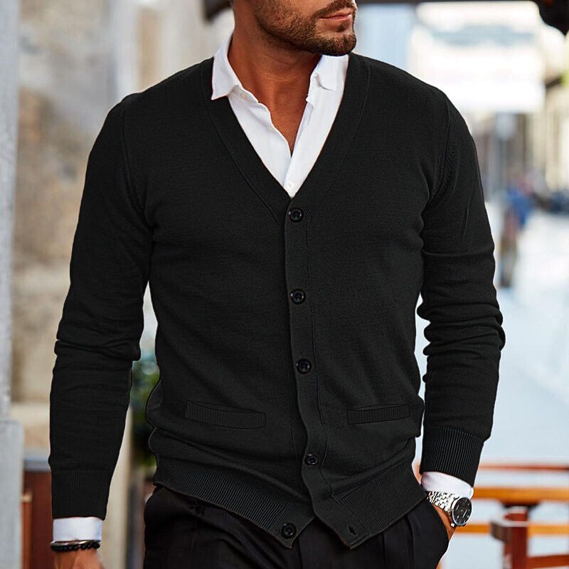Cardigan - V Neck & Button Front And Easy Layering Fit