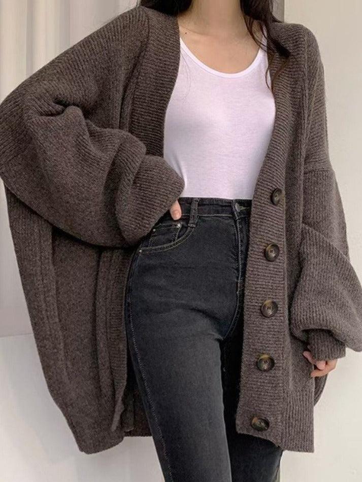 Cozy Women's Large Button Front Winter Sweater
