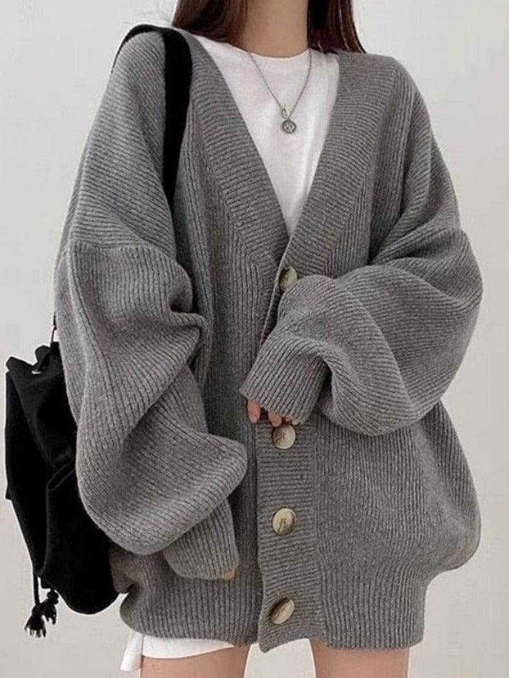 Cozy Women's Large Button Front Winter Sweater
