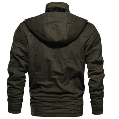 Cevori Casual Style Hooded Fleece Lined Cargo Jacket