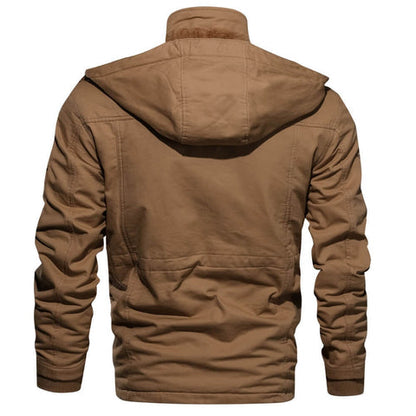 Cevori Casual Style Hooded Fleece Lined Cargo Jacket