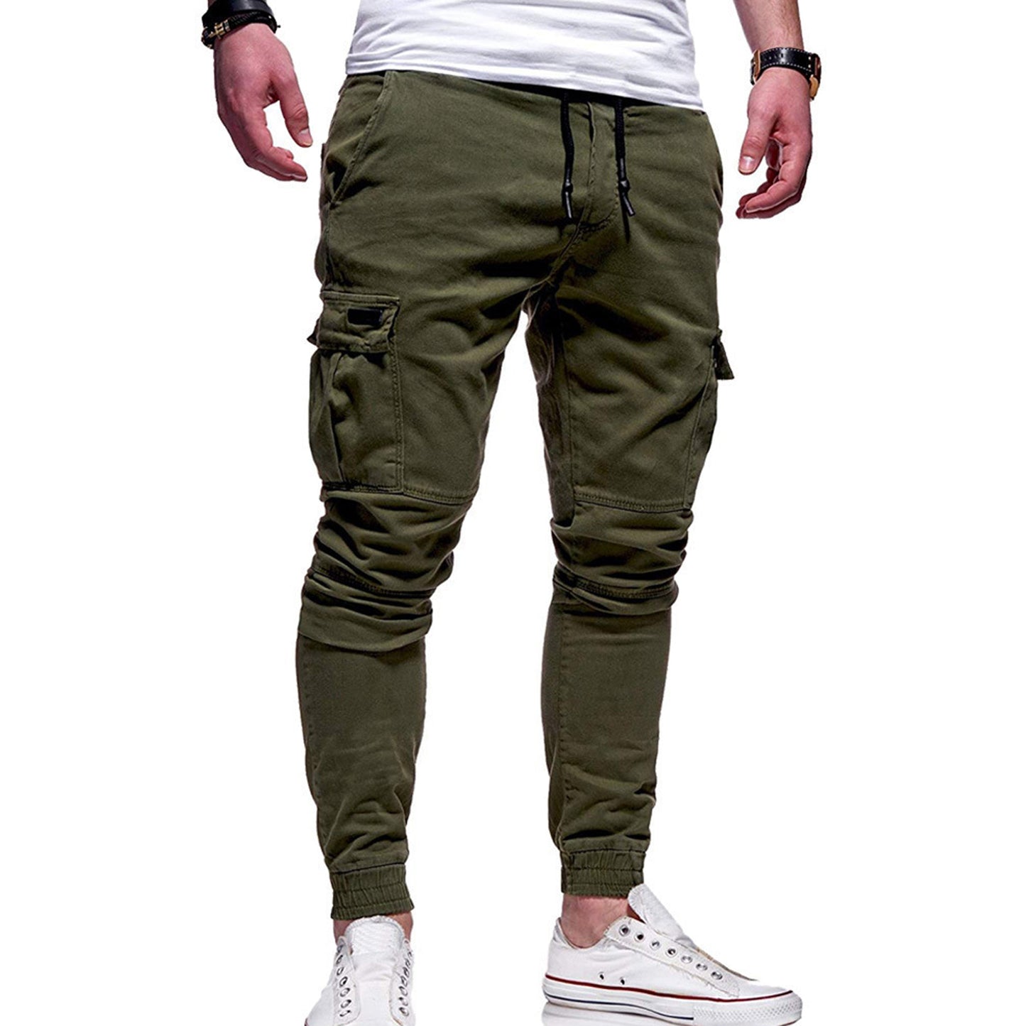 Cargo Joggers - Polyester Blend Slim Cut & Pocket Storage