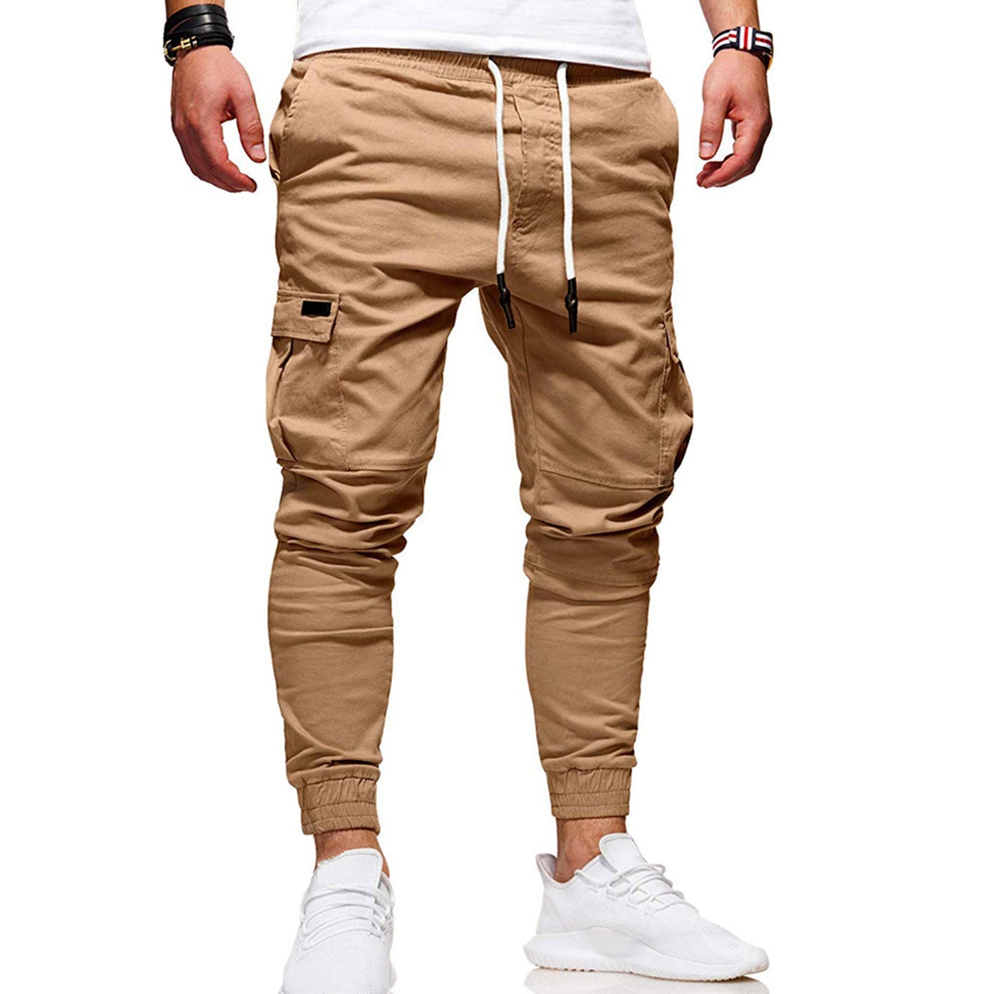 Cargo Joggers - Polyester Blend Slim Cut & Pocket Storage