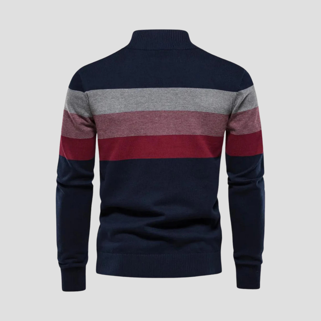 Men’s Striped Quarter-Zip Knit Sweater