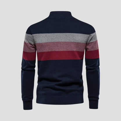 Men’s Striped Quarter-Zip Knit Sweater