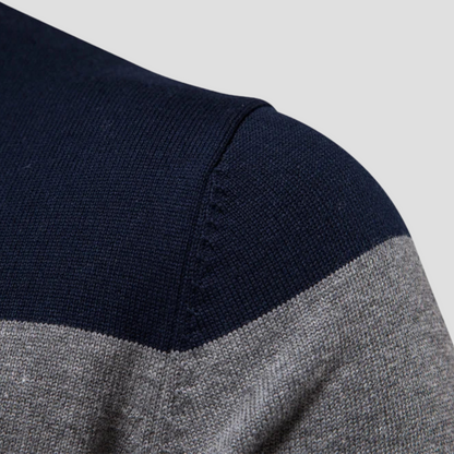 Men’s Striped Quarter-Zip Knit Sweater