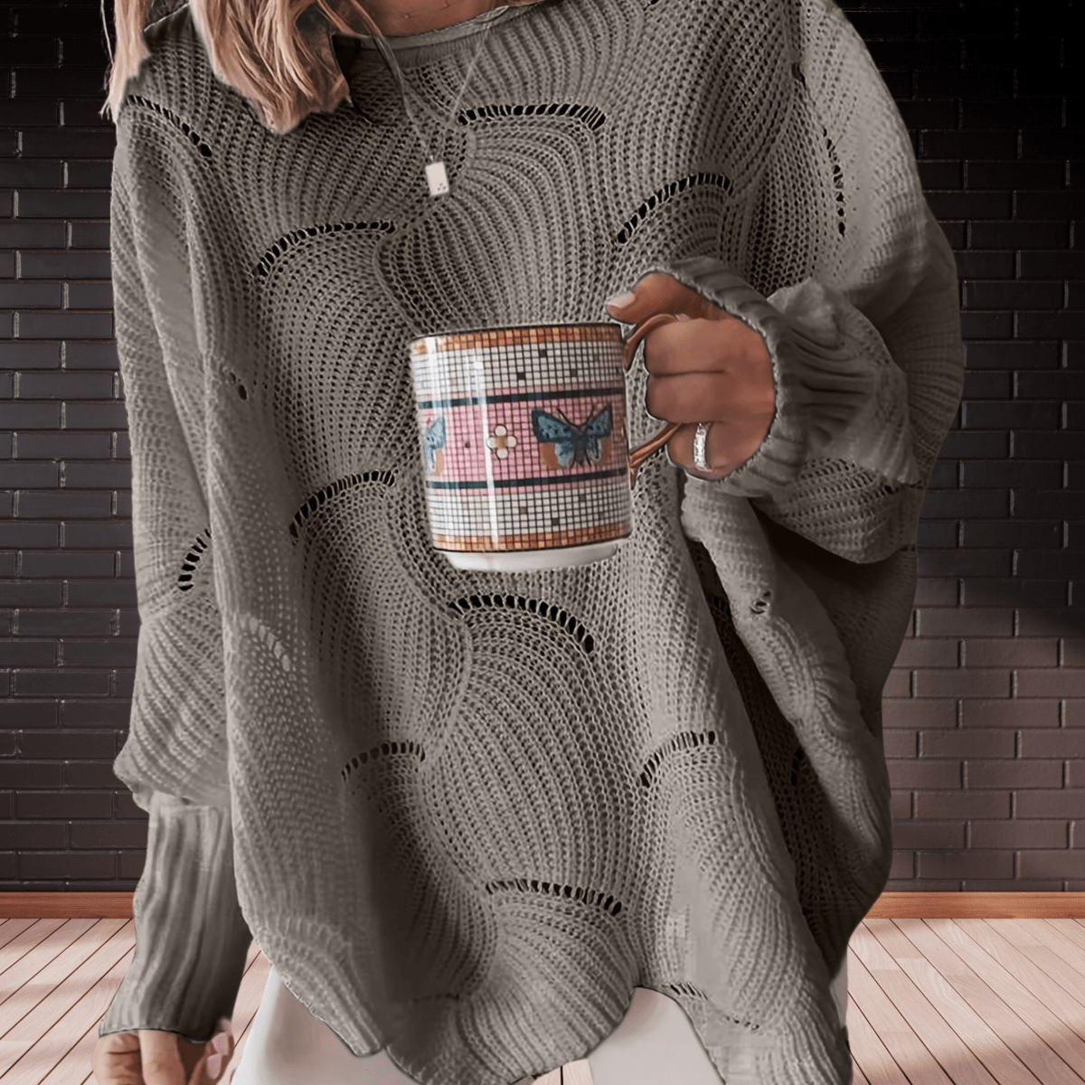 Ladies' autumn jumper made from ribbed fabric with an asymmetric hem – Annelie