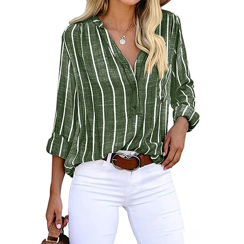 Casual Stripe Loose Fit Women's Blouse