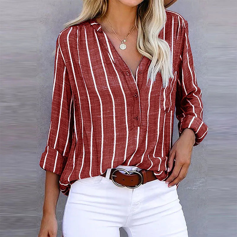 Casual Stripe Loose Fit Women's Blouse