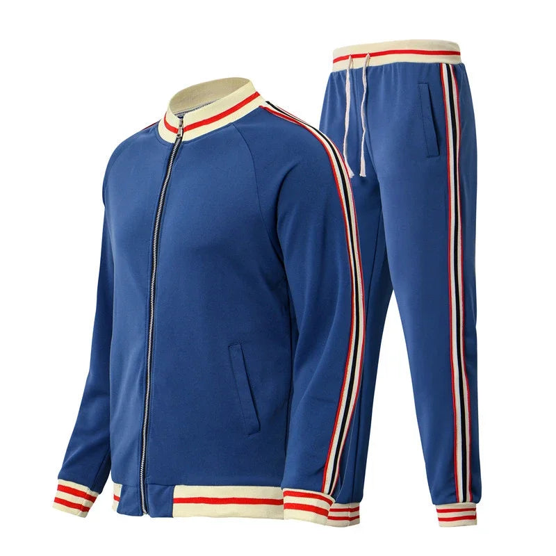 Athletic 2 Piece Mens Tracksuit with Zip Up Jacket