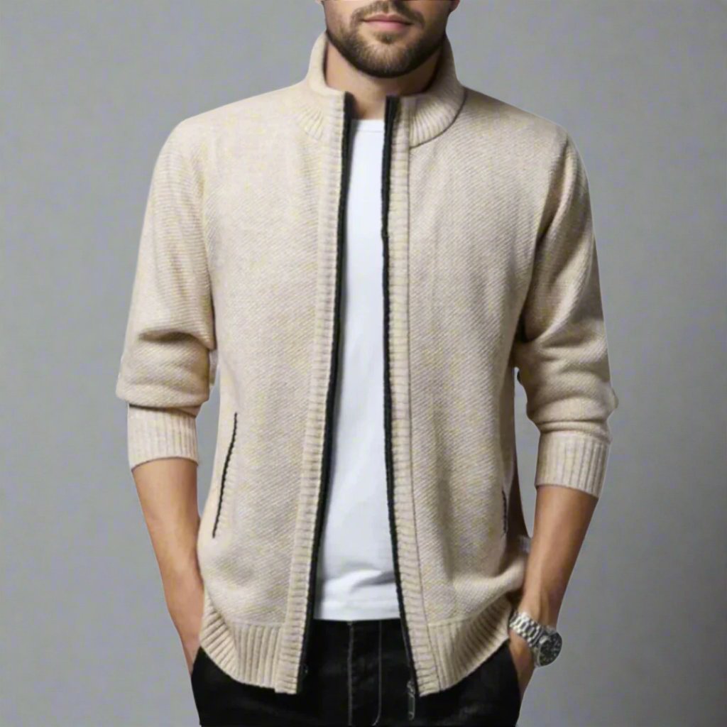Casual Knitted Cardigan With Zip