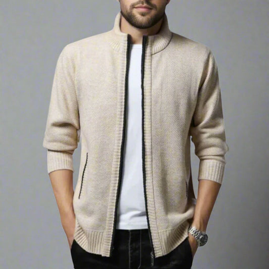 Casual Knitted Cardigan With Zip