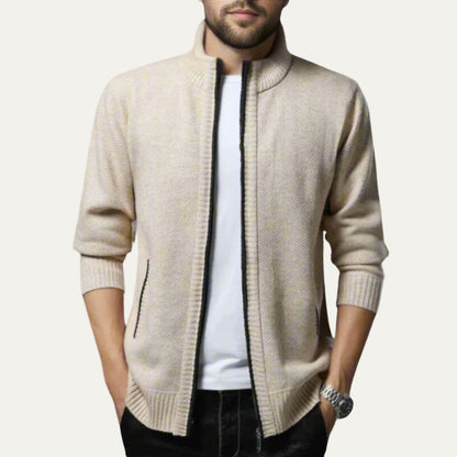 Men’s Ribbed Knit Full Zip Cardigan Jacket