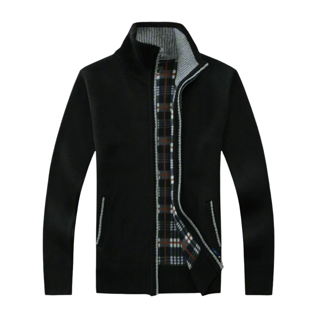 Casual Knitted Zipper With Stand-Up Collar