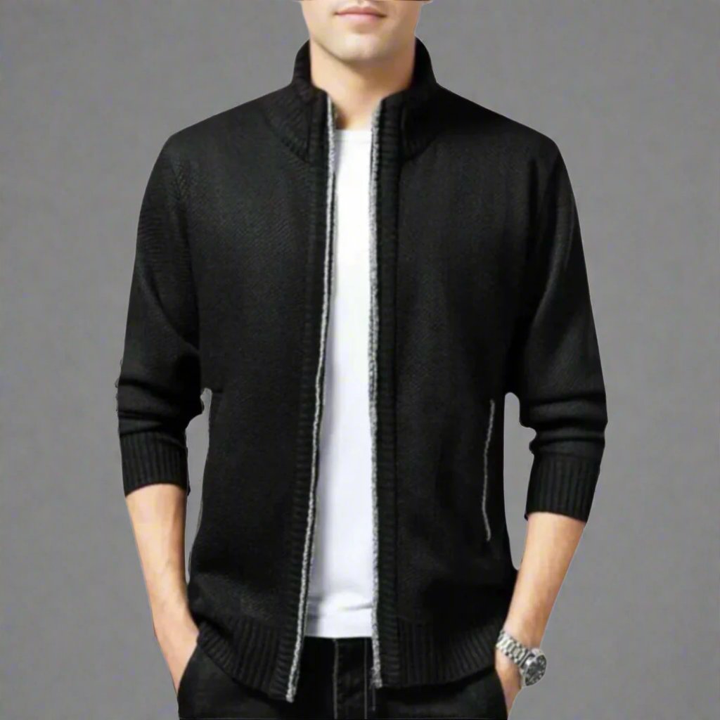 Casual Knitted Zipper With Stand-Up Collar