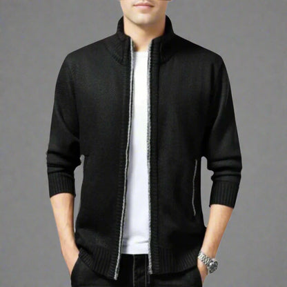 Casual Knitted Zipper With Stand-Up Collar
