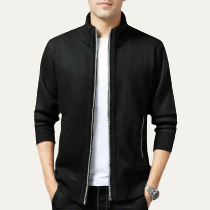 Men’s Full Zip Stand-Up Collar Knit Cardigan