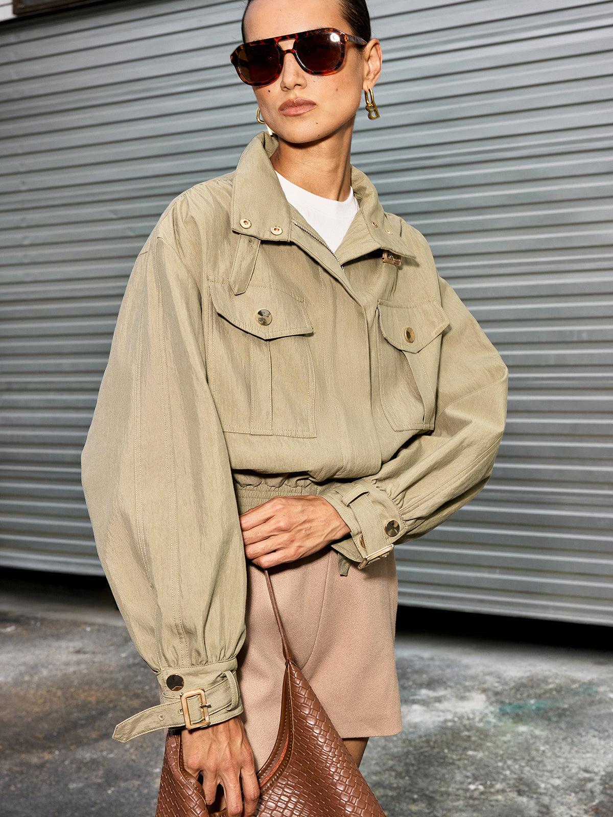 Celina | Women's Cropped Lightweight Button-Down Blazer