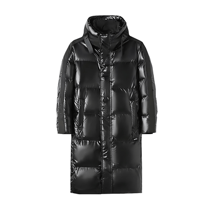 Cevori Black Long Jacket with Hood for Winter