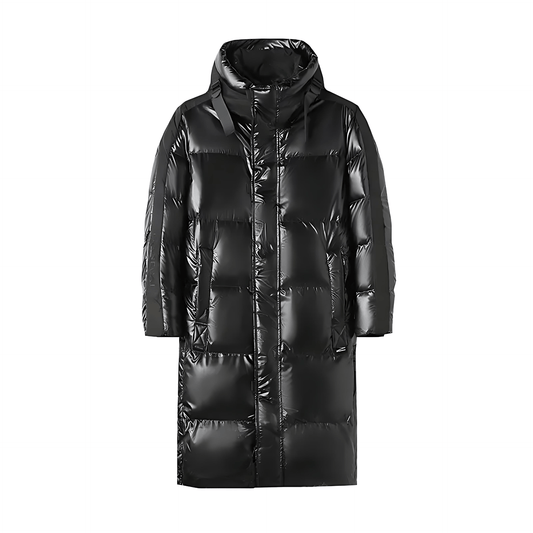 Cevori Black Long Jacket with Hood for Winter