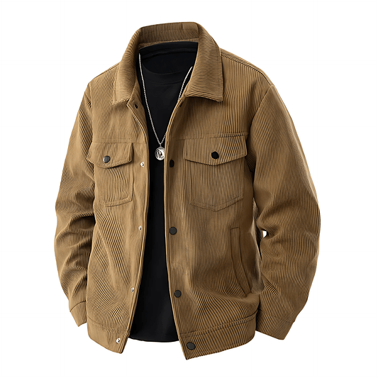 Cevori Button-Front Jacket with Shirt Collar & Pockets