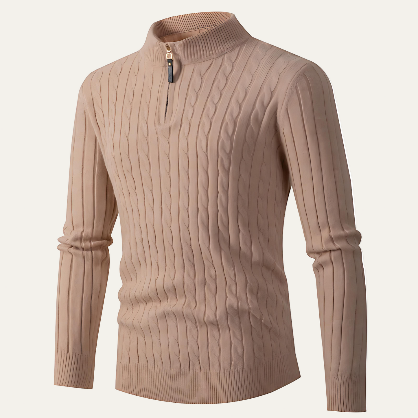 Men’s Slim Fit Cable Knit Quarter Zip Sweater