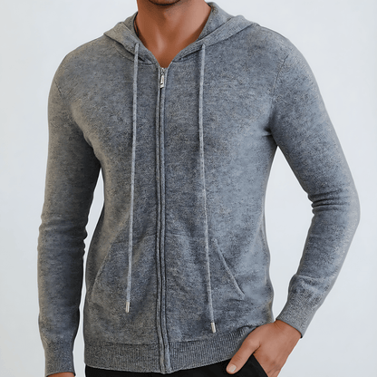 Men’s Full Zip Knit Hoodie with Patch Pockets