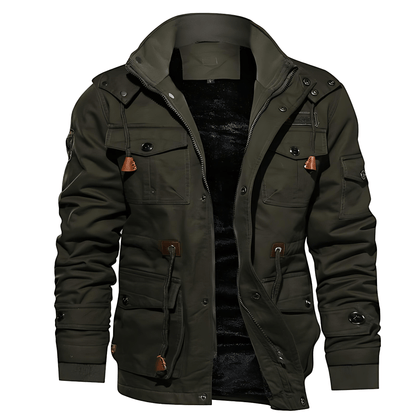 Cevori Casual Style Hooded Fleece Lined Cargo Jacket