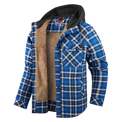 Men’s Hooded Plaid Fleece Lined Shacket