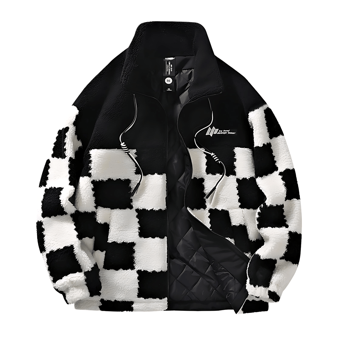 Cevori Checkerboard Pattern Fleece Winter Jacket