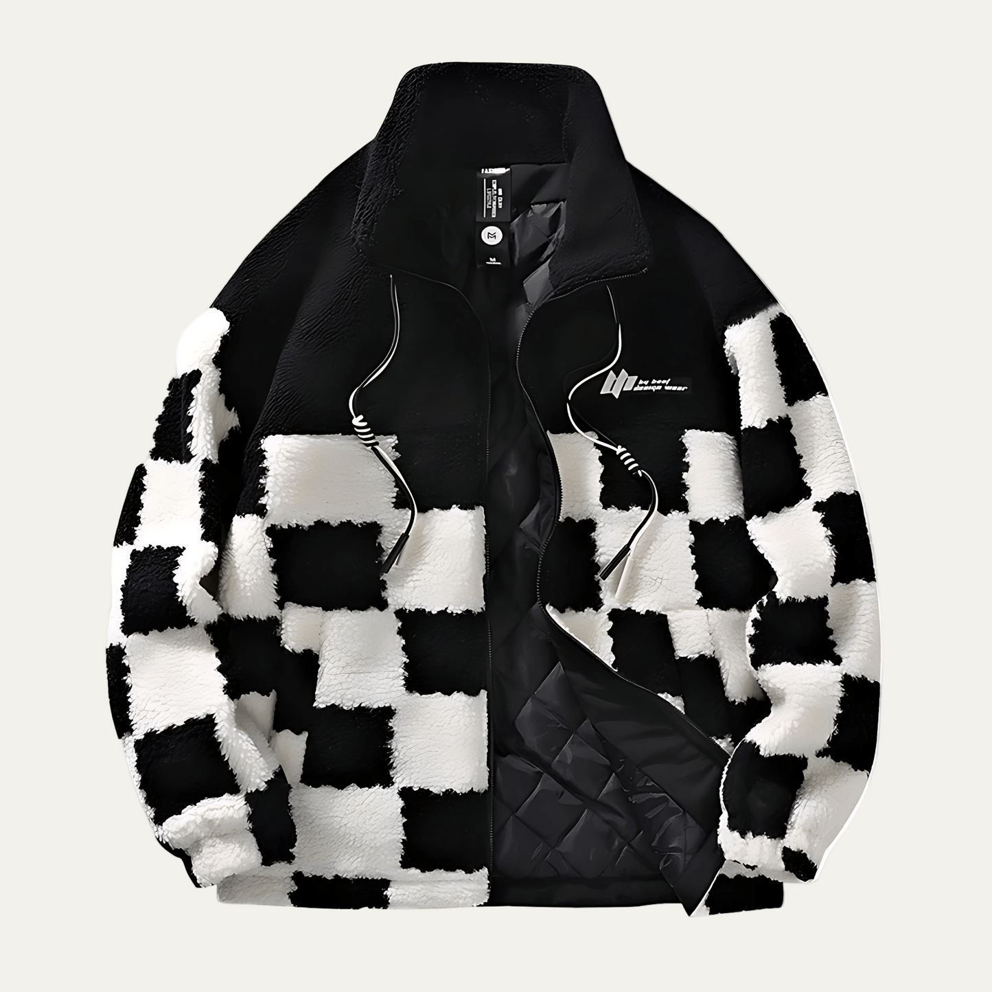 Men’s Checkerboard Fleece Jacket with Quilted Lining