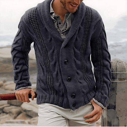 Cevori Chunky Knit Cardigan with Shawl Collar