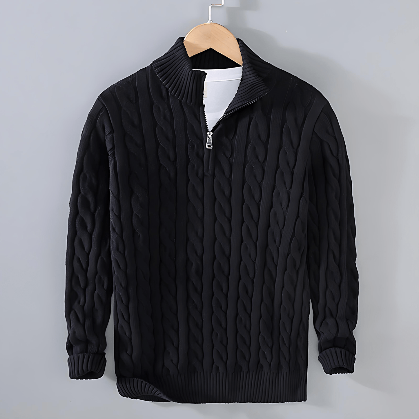 Cevori Classic Design Cable Knit Half-Zip Jumper