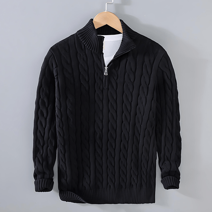 Cevori Classic Design Cable Knit Half-Zip Jumper
