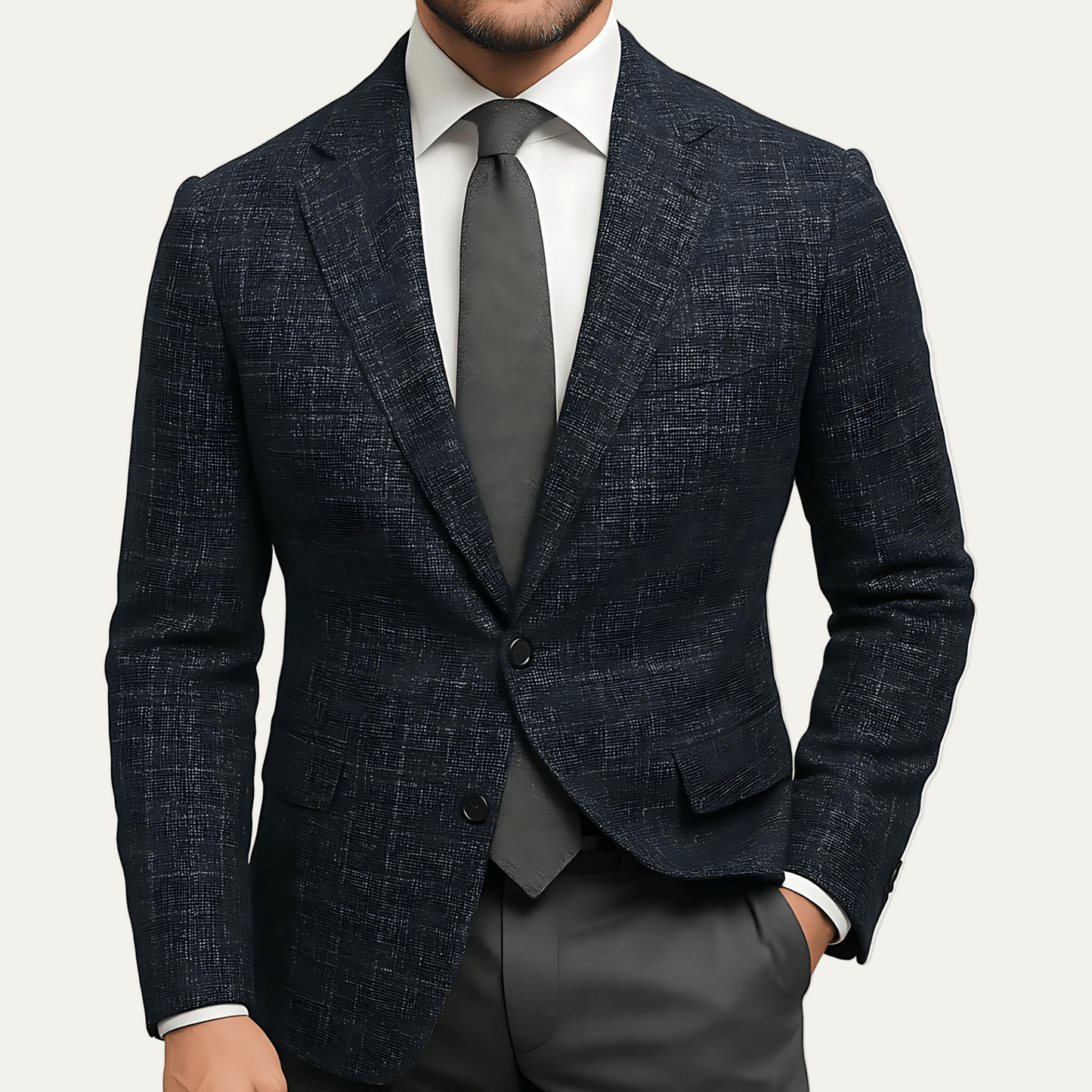 Men’s Textured Two Button Tailored Blazer