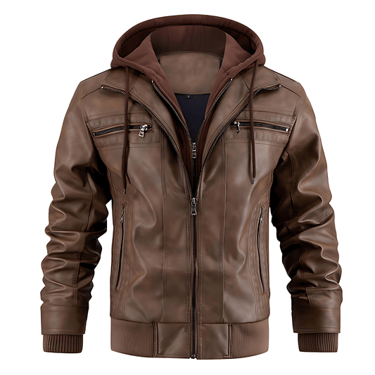 Cevori Classic Motorbike Jacket with Hood