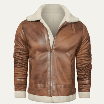 Men’s Classic Shearling Trim Bomber Jacket