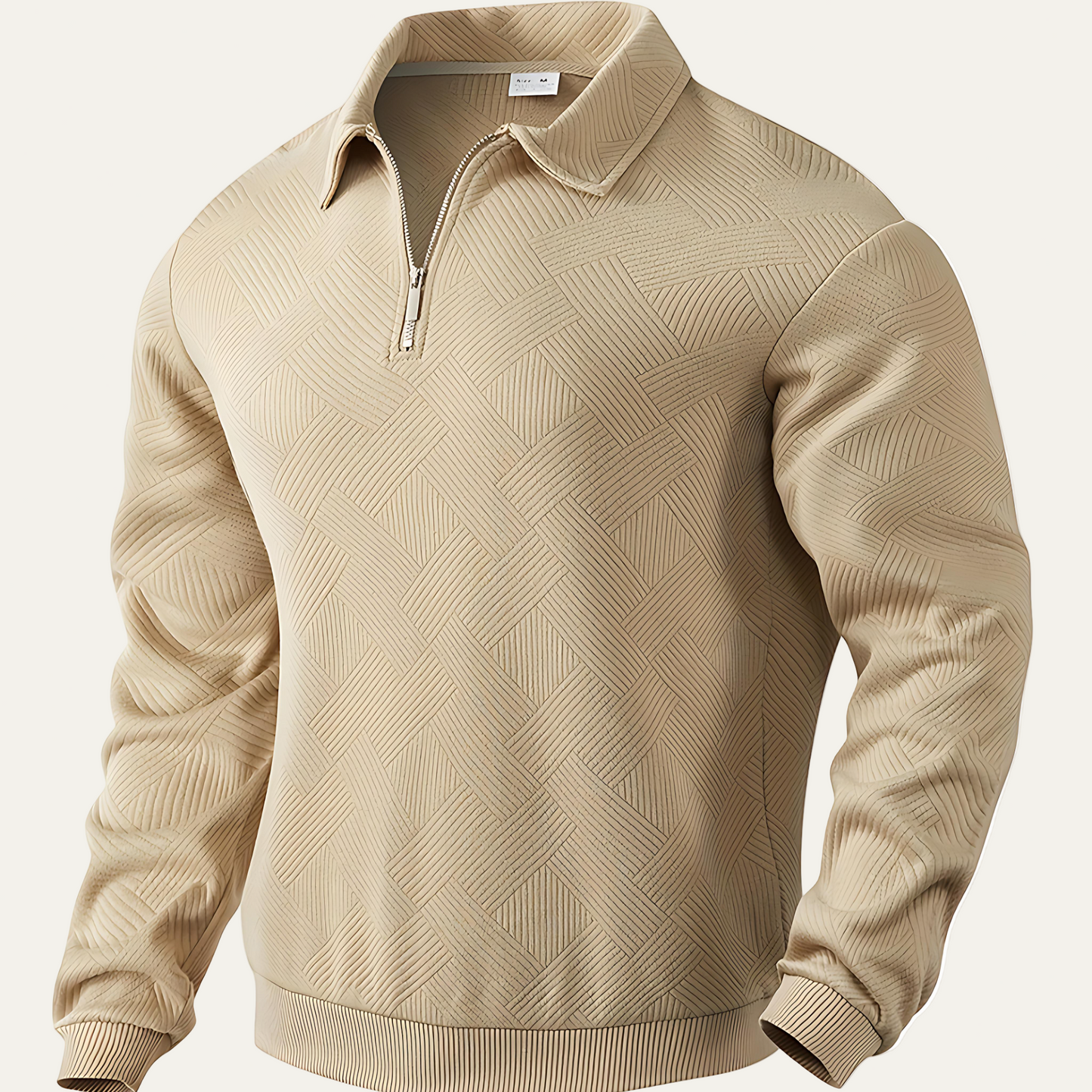 Men’s Textured Collared Quarter Zip Polo Sweater